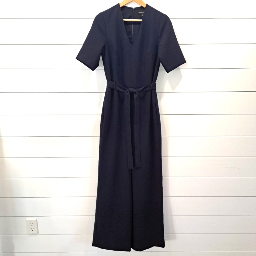 Banana Republic Navy Belted Classic Corporate Minimalist Jumpsuit Womens 6 Tall